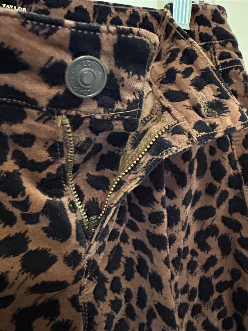 LOFT Leopard Print High Waist Skinny Velvet Soft Corduroy Pants Jeans Sz 27/4P - Picture 5 of 8